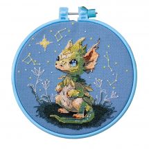 Kit broderie point de croix avec tambour - Abris Art - Dragon des étoiles