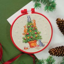Kit broderie point de croix avec tambour - Abris Art - Chats coquins
