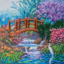 Kit de broderie avec perles - Abris Art - Pont fleuri