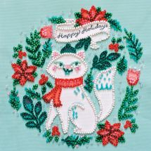 Kit de broderie avec perles - Abris Art - Chaton de Noël