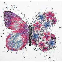 Kit de broderie avec perles - Abris Art - Papillon rose
