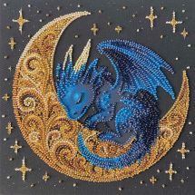 Kit de broderie avec perles - Abris Art - Petit dragon au clair de lune