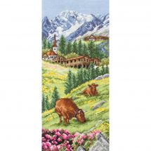 Kit broderie point de croix - Anchor - Paysage alpin Suisse