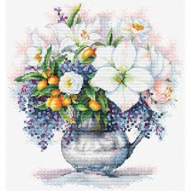 Kit broderie point de croix - Andriana - Etude florale