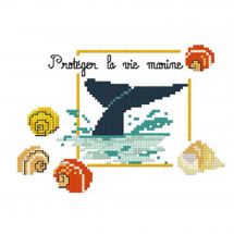 Kit broderie point de croix - Aux 4 points du monde - Protéger la vie marine