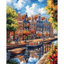 Kit de broderie Diamant sur châssis - Art City - Amsterdam en fleurs