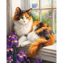 Kit de broderie Diamant sur châssis - Art City - Chat sur la fenêtre