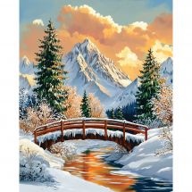 Kit de broderie Diamant sur châssis - Art City - Ruisseau dans la forêt en hiver