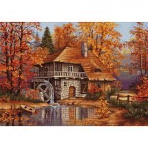 Kit broderie point de croix - Luca-S - Moulin en automne