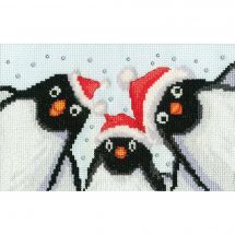 Kit de carte à broder  - Bothy Threads - Selfie de pingouins