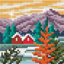 Support magnet broderie Diamant - Collection d'Art - Chalets de montagne