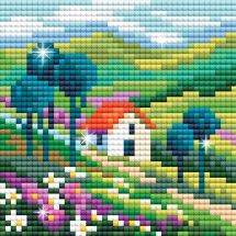 Support magnet broderie Diamant - Collection d'Art - La maison sur la colline