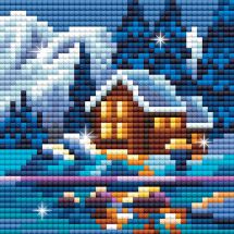 Support magnet broderie Diamant - Collection d'Art - Sous la neige