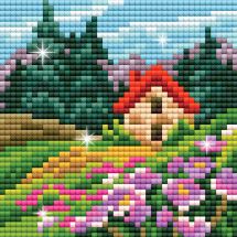 Support magnet broderie Diamant - Collection d'Art - Maison dans la montagne