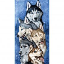 Kit de broderie Diamant - Collection d'Art - Equipe de huskies