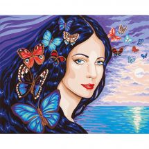 Canevas Pénélope  - Collection d'Art - Femme aux papillons