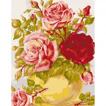 Canevas Pénélope  - Collection d'Art - Vase jaune et roses