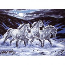 Canevas Pénélope  - Collection d'Art - Chevaux dans la neige