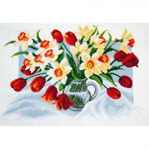 Kit broderie point de croix - Collection d'Art - Narcisses et tulipes
