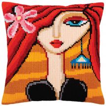 Kit de coussin gros trous - Collection d'Art - Fille avec boucle d'oreille turquoise