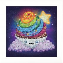 Kit de broderie Diamant sur cadre - Crystal Art D.I.Y - Cupcake arc-en-ciel