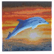 Kit de broderie Diamant sur châssis - Crystal Art D.I.Y - Dauphin au coucher de soleil