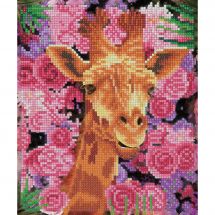 Kit de broderie Diamant sur cadre - Crystal Art D.I.Y - Girafe et fleurs