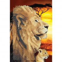 Carnet broderie Diamant - Crystal Art D.I.Y - Lions de la savane