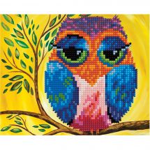 Support carton broderie Diamant - Collection d'Art - Hibou coloré