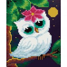 Support carton broderie Diamant - Collection d'Art - Chouette blanche