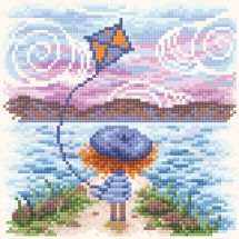 Kit de broderie Diamant - Collection d'Art - Cerf volant au bord de mer