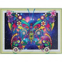 Support carton broderie Diamant - Collection d'Art - Papillon fleuri