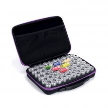 Boîte broderie Diamant - Crystal Art D.I.Y - Etui zippé avec 60 boîtes rondes