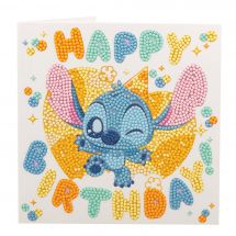 Carte broderie Diamant - Crystal Art D.I.Y - Stitch Birthday