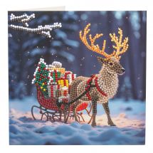 Carte broderie Diamant - Crystal Art D.I.Y - Traîneau enneigé