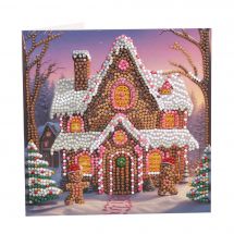 Carte broderie Diamant - Crystal Art D.I.Y - Maison en pain d'épices
