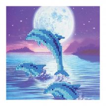 Carte broderie Diamant - Crystal Art D.I.Y - Dauphins