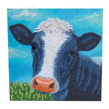 Carte broderie Diamant - Crystal Art D.I.Y - Vache mignonne