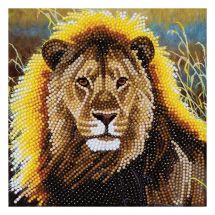 Carte broderie Diamant - Crystal Art D.I.Y - Lion au repos