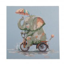 Carte broderie Diamant - Crystal Art D.I.Y - Bébé éléphant