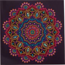 Carte broderie Diamant - Crystal Art D.I.Y - Mandala mauve