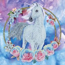 Carte broderie Diamant - Crystal Art D.I.Y - Licorne