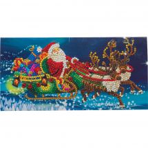 Carte broderie Diamant - Crystal Art D.I.Y - Père noël en route