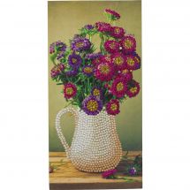 Carte broderie Diamant - Crystal Art D.I.Y - Vase de fleurs