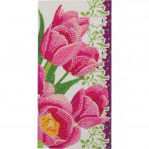 Carte broderie Diamant - Crystal Art D.I.Y - Tulipes roses