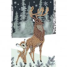 Carte broderie Diamant - Crystal Art D.I.Y - Bambi et le prince de la forêt