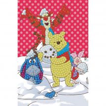 Carte broderie Diamant - Crystal Art D.I.Y - Winnie l'ourson en hiver