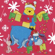 Carte broderie Diamant - Crystal Art D.I.Y - Winnie l'ourson festif