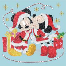 Carte broderie Diamant - Crystal Art D.I.Y - Mickey et Minnie à Noël
