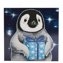 Carte broderie Diamant - Crystal Art D.I.Y - Cadeau de pingouin